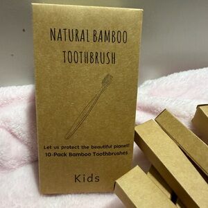Eco-Friendly Bamboo Kids Toothbrush Set - Natural Brown 10 pcs